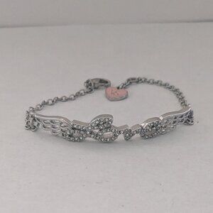 *RARE* VICTORIA'S SECRET "Love" Clear Stone Wings Silver Tone Bracelet